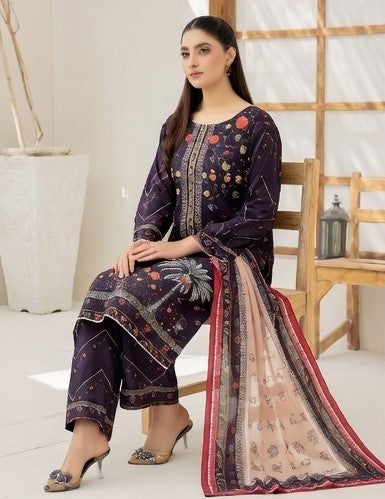Digital Printed Airjet Lawn 3-Pieces BRN#001(Unstitched)