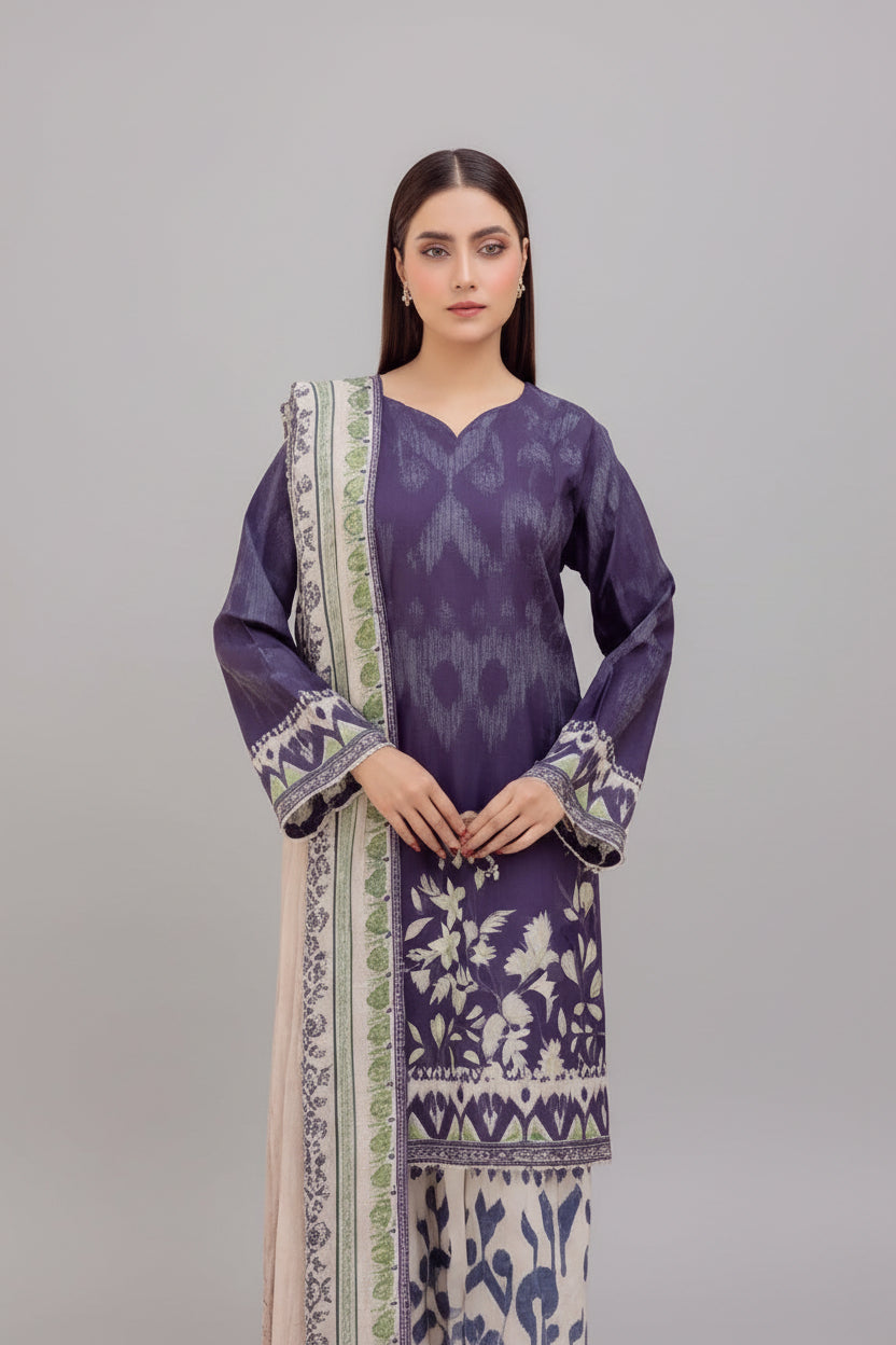 Digital Printed Airjet Lawn 3-Pieces BRN#001(Unstitched)