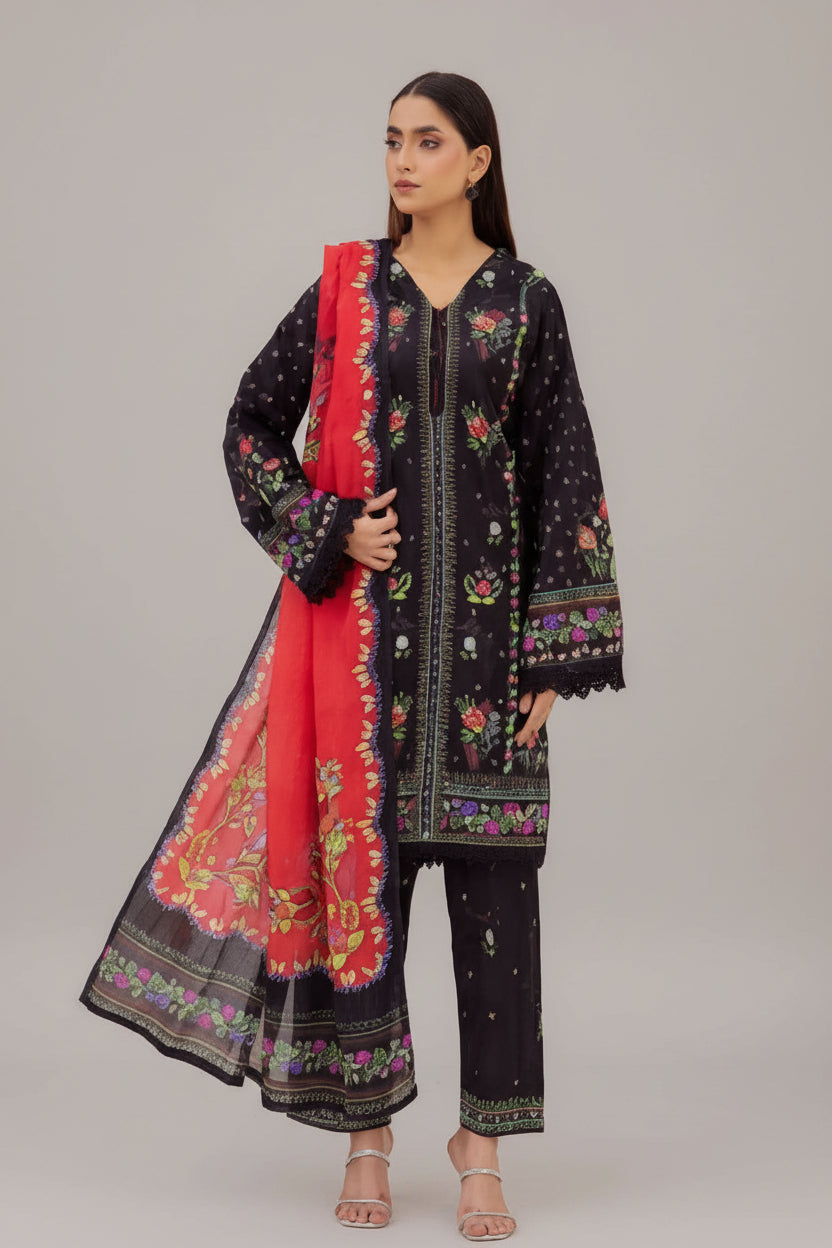 Digital Printed Airjet Lawn 3-Pieces BRN#001(Unstitched)