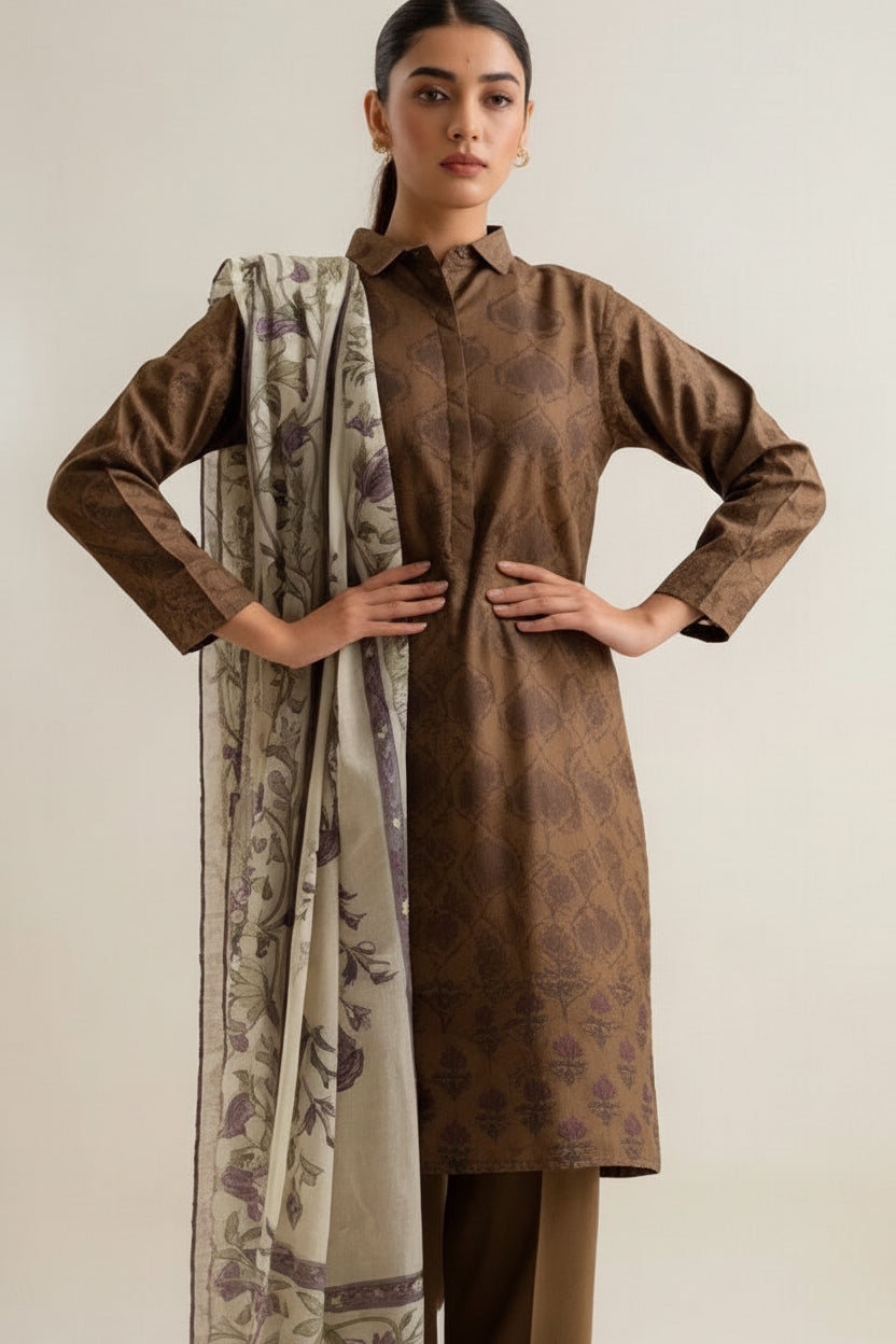 Digital Printed Airjet Lawn 3-Pieces BRN#001(Unstitched)