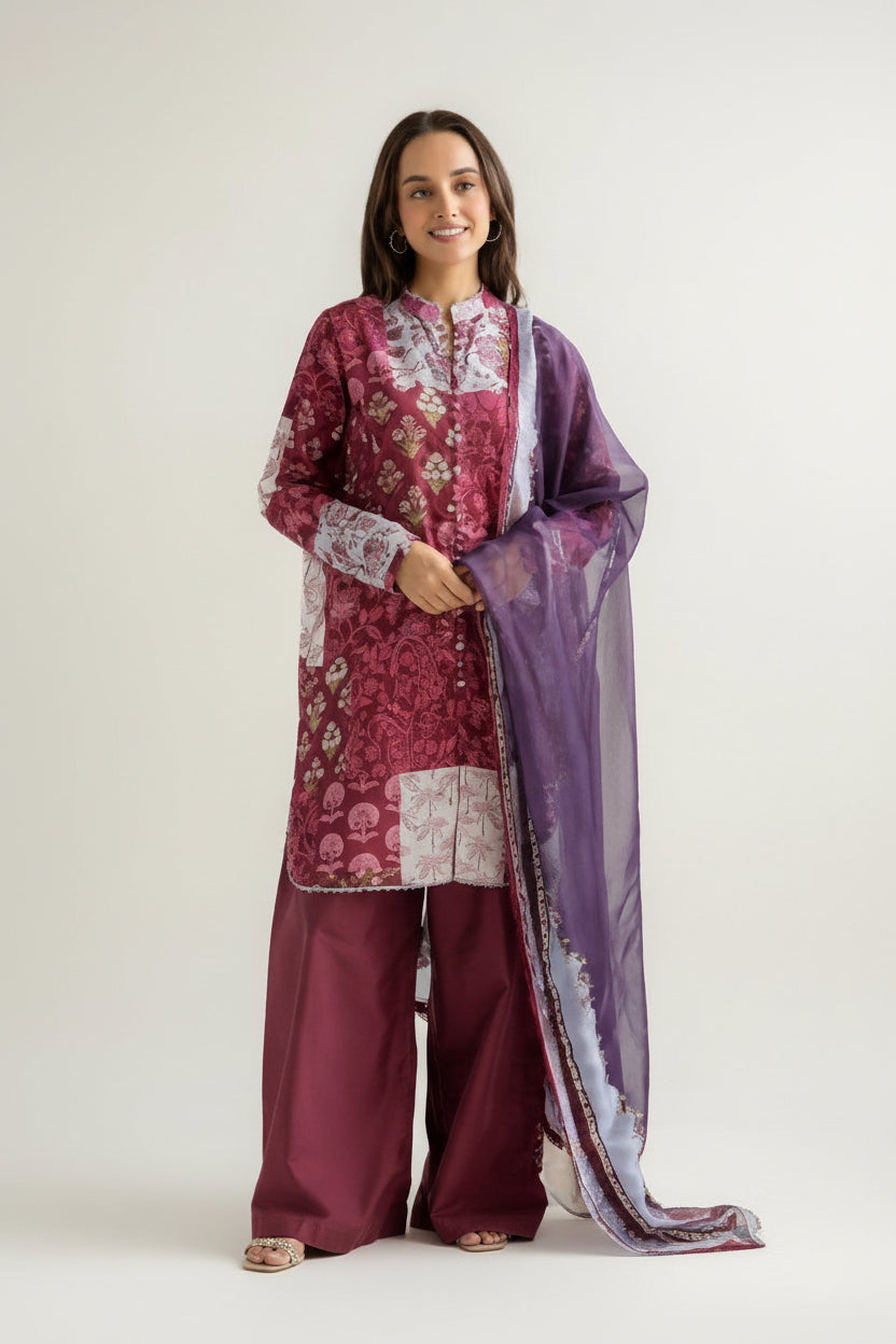 Digital Printed Airjet Lawn 3-Pieces BRN#001(Unstitched)