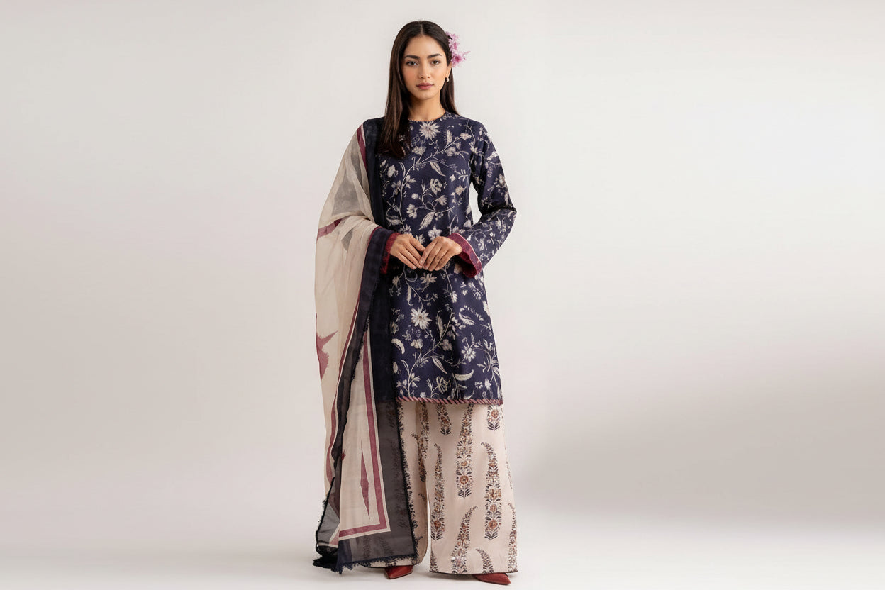 Digital Printed Airjet Lawn 3-Pieces BRN#001(Unstitched)