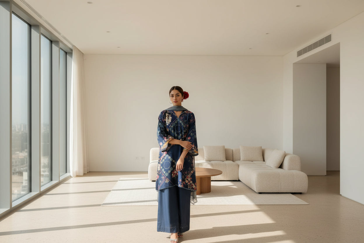 Digital Printed Airjet Lawn 3-Pieces BRN#001(Unstitched)