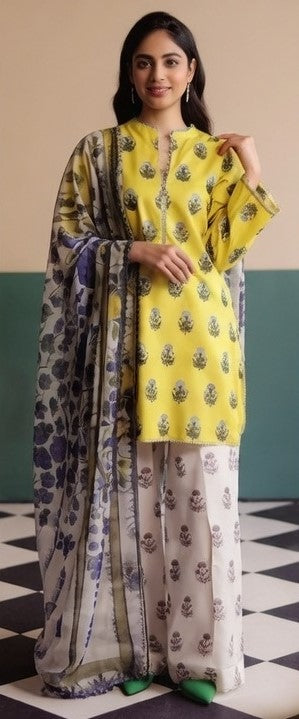 Digital Printed Airjet Lawn 3-Pieces BRN#001(Unstitched)