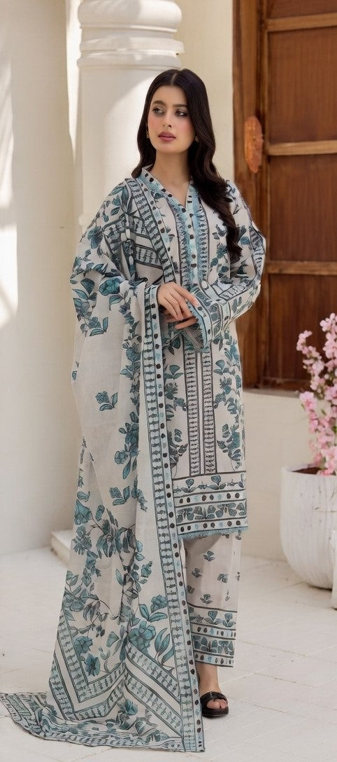 Digital Printed Airjet Lawn 3-Pieces BRN#001(Unstitched)