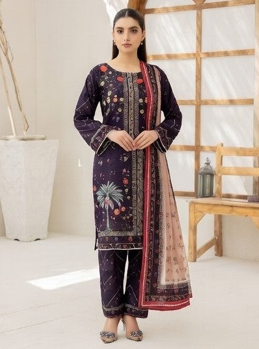 Digital Printed Airjet Lawn 3-Pieces BRN#001(Unstitched)