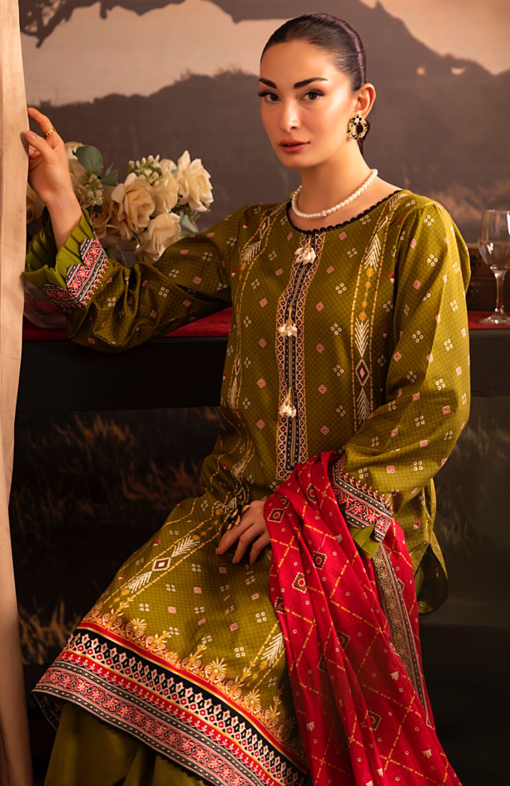 Cambric Lawn With Digital Printed Lawn Shirt & Dyed Cambric Trouser