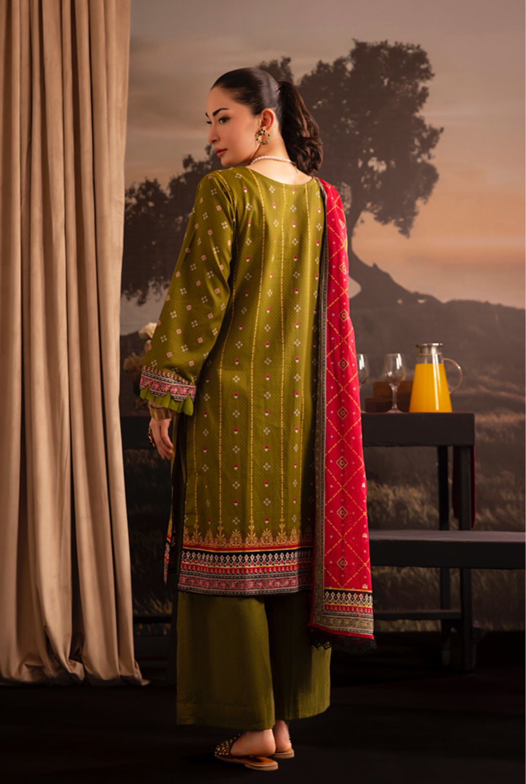 Cambric Lawn With Digital Printed Lawn Shirt & Dyed Cambric Trouser