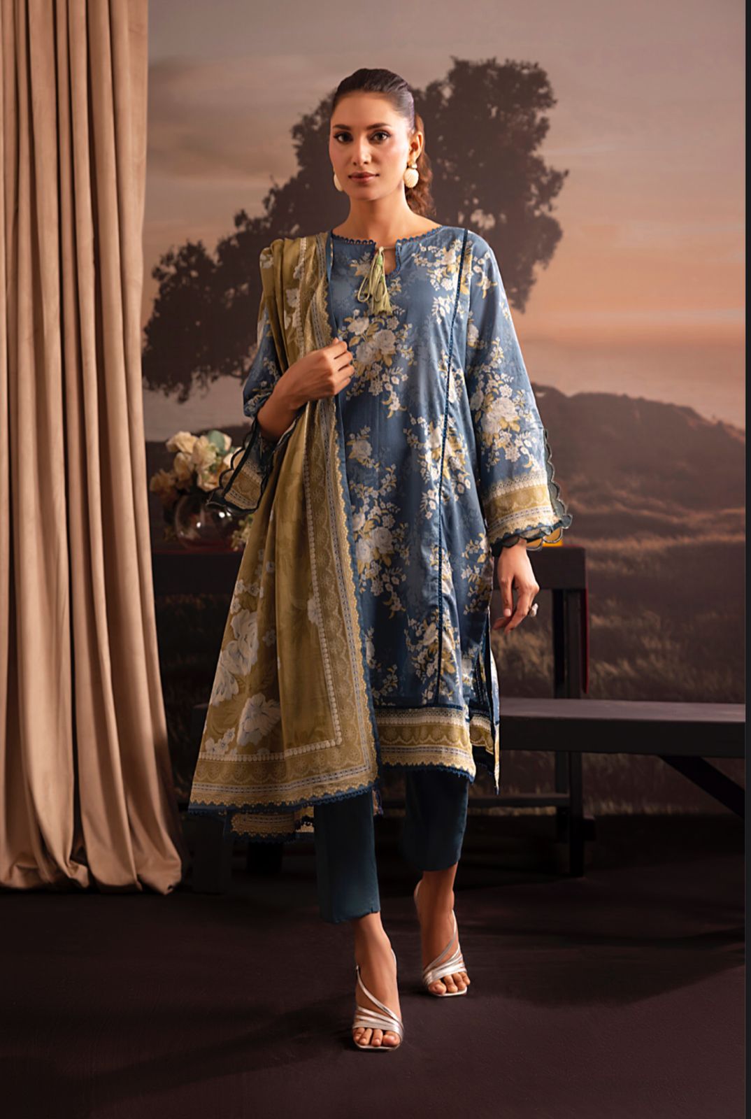 Cambric Lawn With Digital Printed Lawn Shirt & Dyed Cambric Trouser
