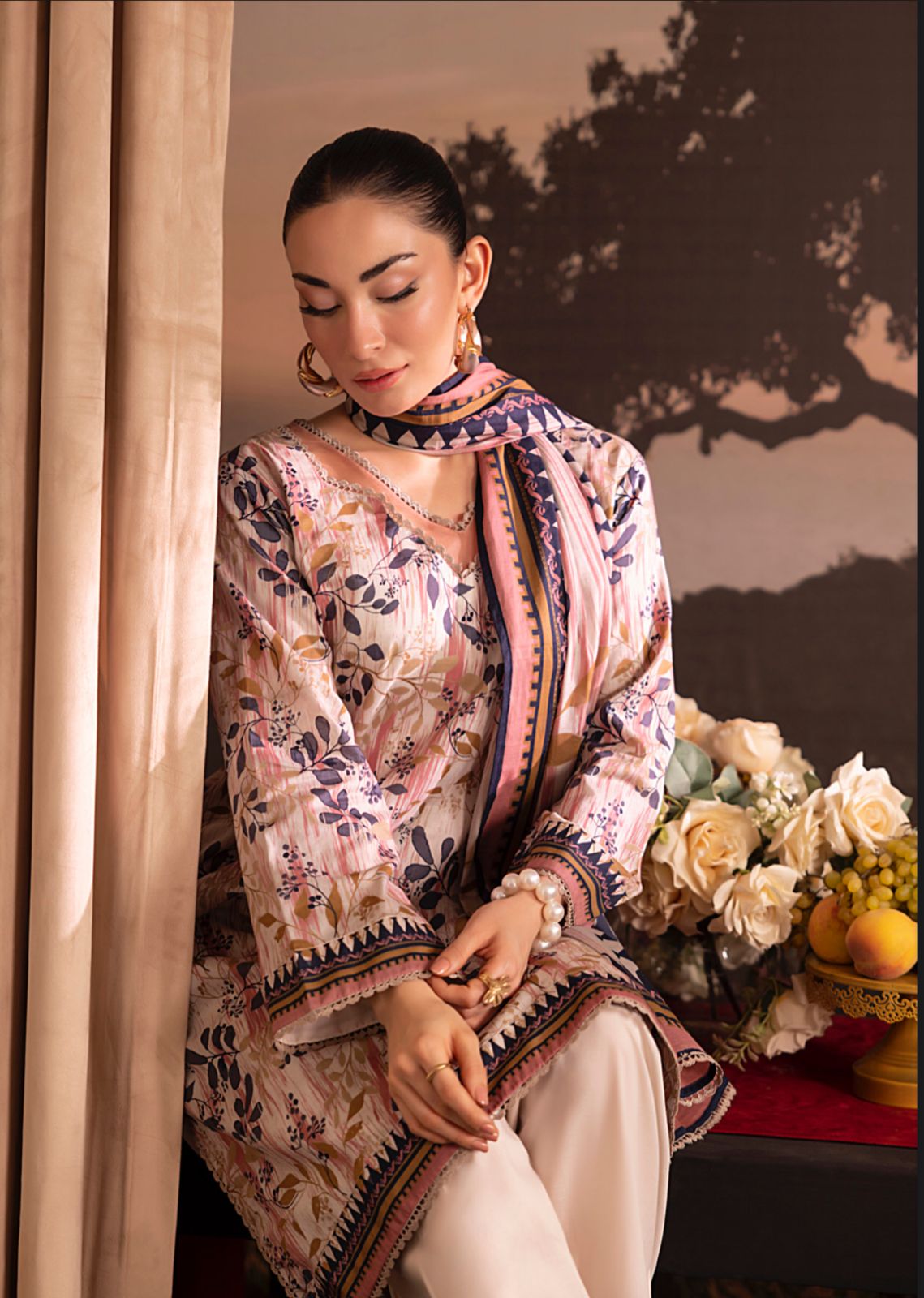 Cambric Lawn With Digital Printed Lawn Shirt & Dyed Cambric Trouser