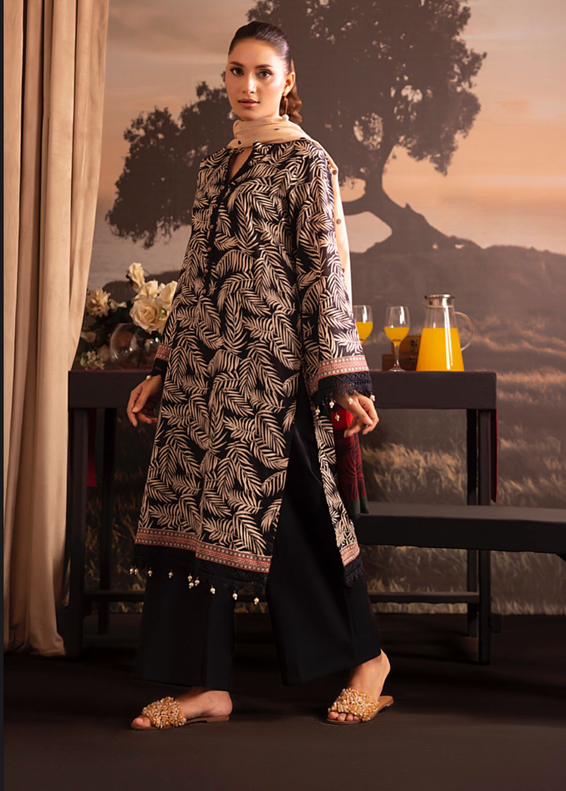 Cambric Lawn With Digital Printed Lawn Shirt & Dyed Cambric Trouser