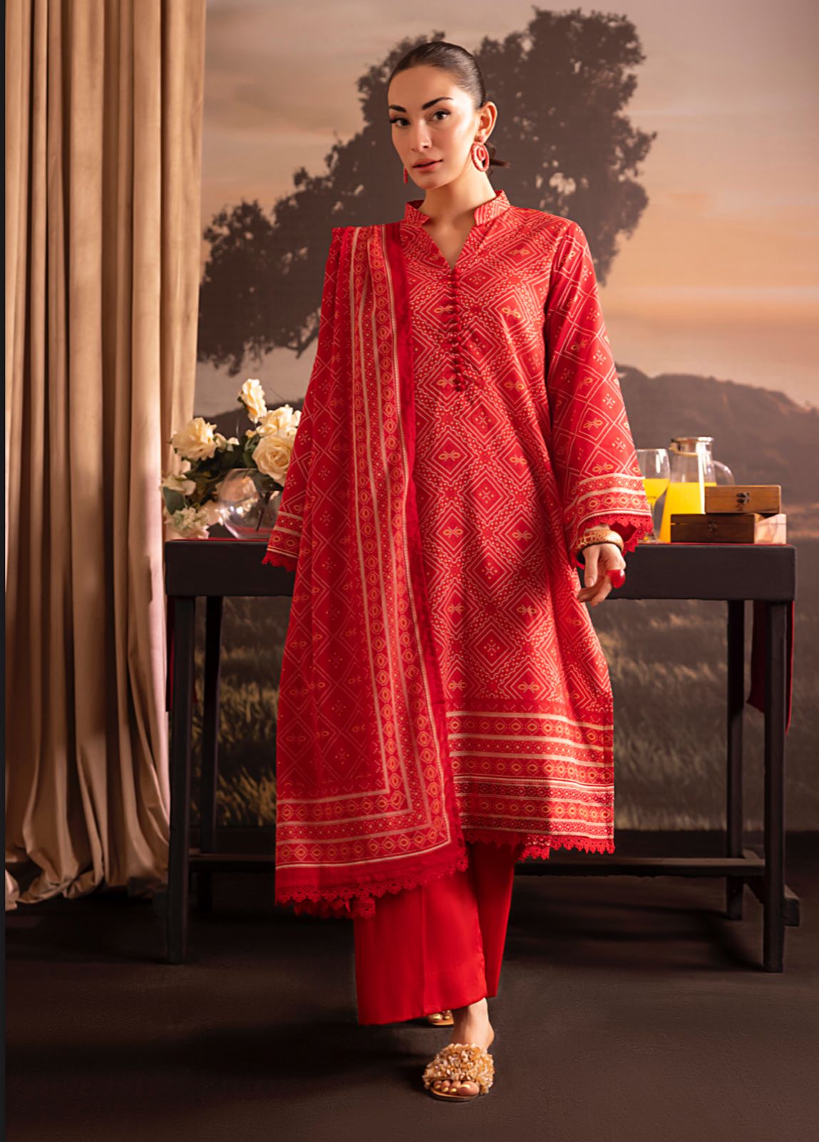 Cambric Lawn With Digital Printed Lawn Shirt & Dyed Cambric Trouser