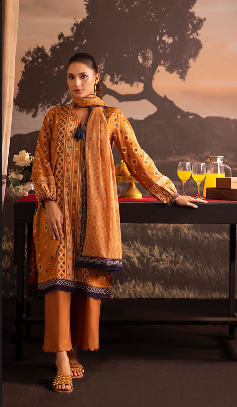 Cambric Lawn With Digital Printed Lawn Shirt & Dyed Cambric Trouser