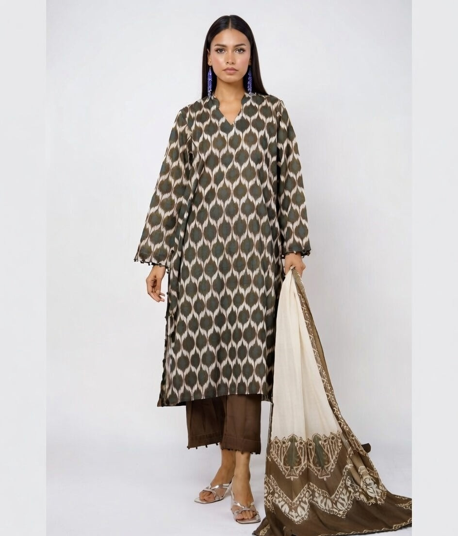 Digital Printed Airjet Lawn 3-Pieces BRN#001(Unstitched)