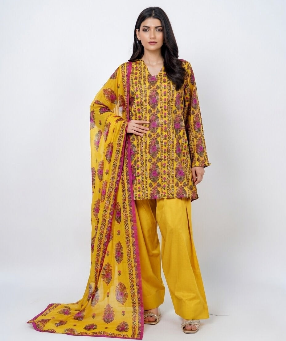 Digital Printed Airjet Lawn 3-Pieces BRN#001(Unstitched)