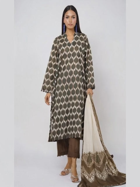 Digital Printed Airjet Lawn 3-Pieces BRN#001(Unstitched)