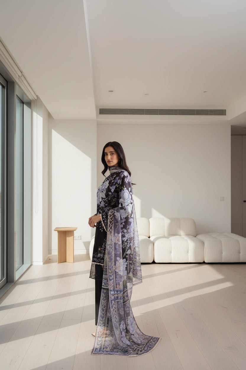 Digital Printed Airjet Lawn 3-Pieces BRN#001(Unstitched)